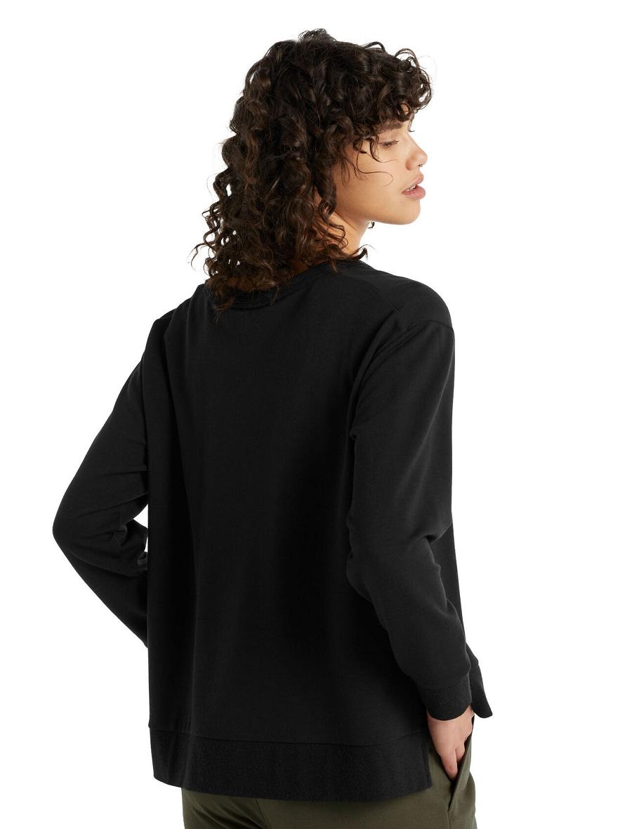 Bluzy Icebreaker RealFleece™ Merino Dalston Long Sleeve Damskie Czarne | PL 1333OKIR